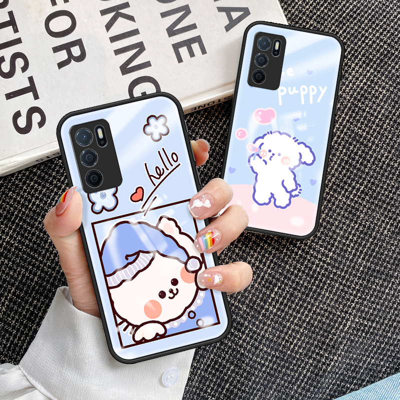 สําหรับ-oppo-a16-เคสโทรศัพท์-oppo-a16-เคส-กระจกนิรภัย-เคสนิ่ม-tpu-ขอบป้องกัน-แข็ง-กันกระแทก-แฟชั่น-เคสด้านหลัง