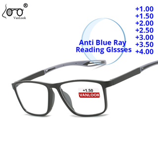 แว่นตาอ่านหนังสือ กรอบแว่นสายตายาว TR90 สีฟ้า 1.00+1.50+2.00+2.50+3.00+3.50+4.00 สําหรับผู้ชาย ผู้หญิง