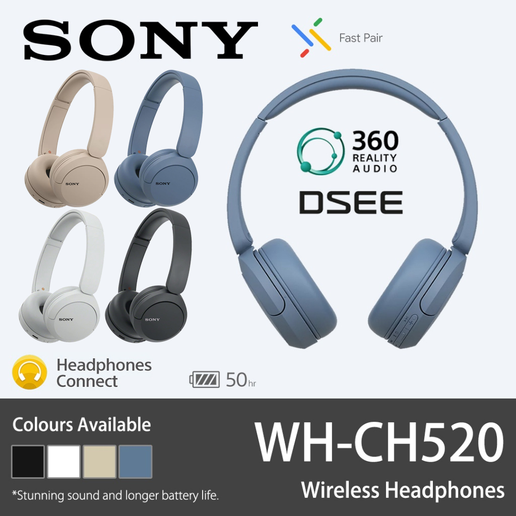 ชุดหูฟังบลูทูธไร้สาย-sony-wh-ch520-tws-พร้อมไมโครโฟน