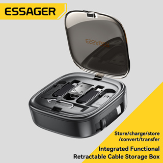 Essager 60w 6 in 1 กล่องเก็บสายไฟ อเนกประสงค์ พับเก็บได้ USB Type C OTG พร้อมขาเสียบการ์ด ที่วางโทรศัพท์ แบบซ่อน