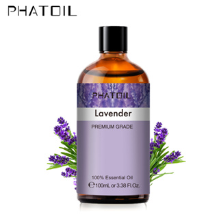 【100ML 】PHATOILน้ำมันหอมระเหยจากพืชลาเวนเดอร์ธรรมชาติ 100 มล. สำหรับน้ำมันหอมระเหยอโรมาเทอราพี (พร้อมกล่อง) Lavender Essential Oil