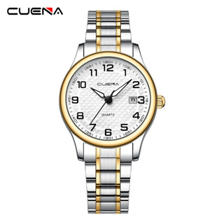 Cuena ของแท้ นาฬิกาข้อมือควอทซ์อะนาล็อก สายสเตนเลส สีทอง กันน้ํา หรูหรา สไตล์ธุรกิจ แฟชั่นสําหรับผู้หญิง 6110Xs