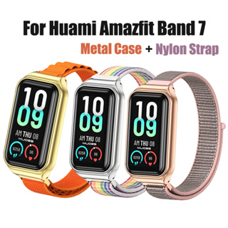 สายนาฬิกาข้อมือไนล่อน และเคสโลหะ สําหรับ Huami Amazfit Band 7 Huami Band 7 SmartWatch