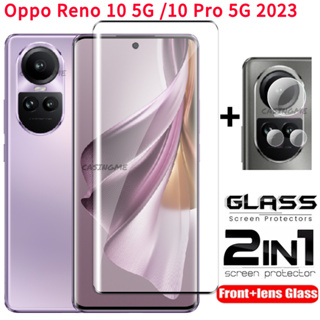 2in1 ฟิล์มกระจกนิรภัยกันรอยหน้าจอ แบบใส สําหรับ Oppo Reno 10 Pro 5G 2023 Oppo Reno 10 10Pro Reno10 Pro Reno10Pro + Plus 4G 5G