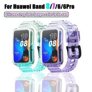 สายรัดข้อมือแบบใสสำหรับ Huawei Band 8 7 6 Clear Glacier Strap สำหรับ Huawei Smart Band8 NFC อุปกรณ์เสริมสำหรับเปลี่ยนสร้อยข้อมือ Sunshine Symphony Straps