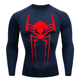 Spider-man 2099 เสื้อยืดแขนยาว รัดรูป แห้งเร็ว กันแดด เหมาะกับการวิ่ง เล่นกีฬา เพาะกาย สําหรับผู้ชาย