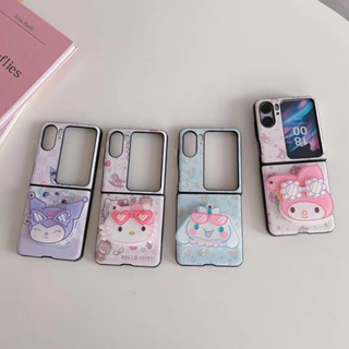 เคสโทรศัพท์มือถือ แบบฝาพับ ลายการ์ตูนน่ารัก กันกระแทก พร้อมกระจก สําหรับ Oppo find n2