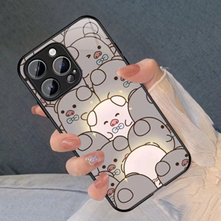 Dmy เคสกระจกนิรภัย ลายหมูน่ารัก สําหรับ iphone 13 pro max 14 plus 12 mini 11 pro XS max 8 plus 6s 6 7 plus