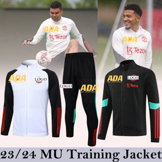 เสื้อกีฬาแขนสั้น ลายทีมชาติฟุตบอล MAN U 23-24 ชุดเยือน สีขาว และสีดํา คุณภาพสูง สําหรับผู้ชาย