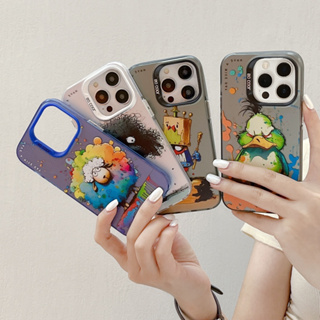 เคสป้องกันโทรศัพท์มือถือ ลายภาพวาดสีน้ํามัน รูปสัตว์ กันกระแทก สําหรับ iPhone 14promax 14 pro 13pro 13promax 12promax