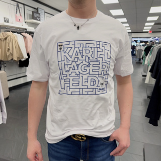 Karl LAGERFELD เสื้อยืดคอกลม แขนสั้น พิมพ์ลายตัวอักษร ใส่สบาย สําหรับผู้ชาย 153HJ