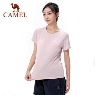 Camel เสื้อยืดกีฬาผู้หญิง ฤดูใบไม้ผลิและฤดูร้อน ระบายอากาศ แขนสั้น ยืดหยุ่น แห้งเร็ว
