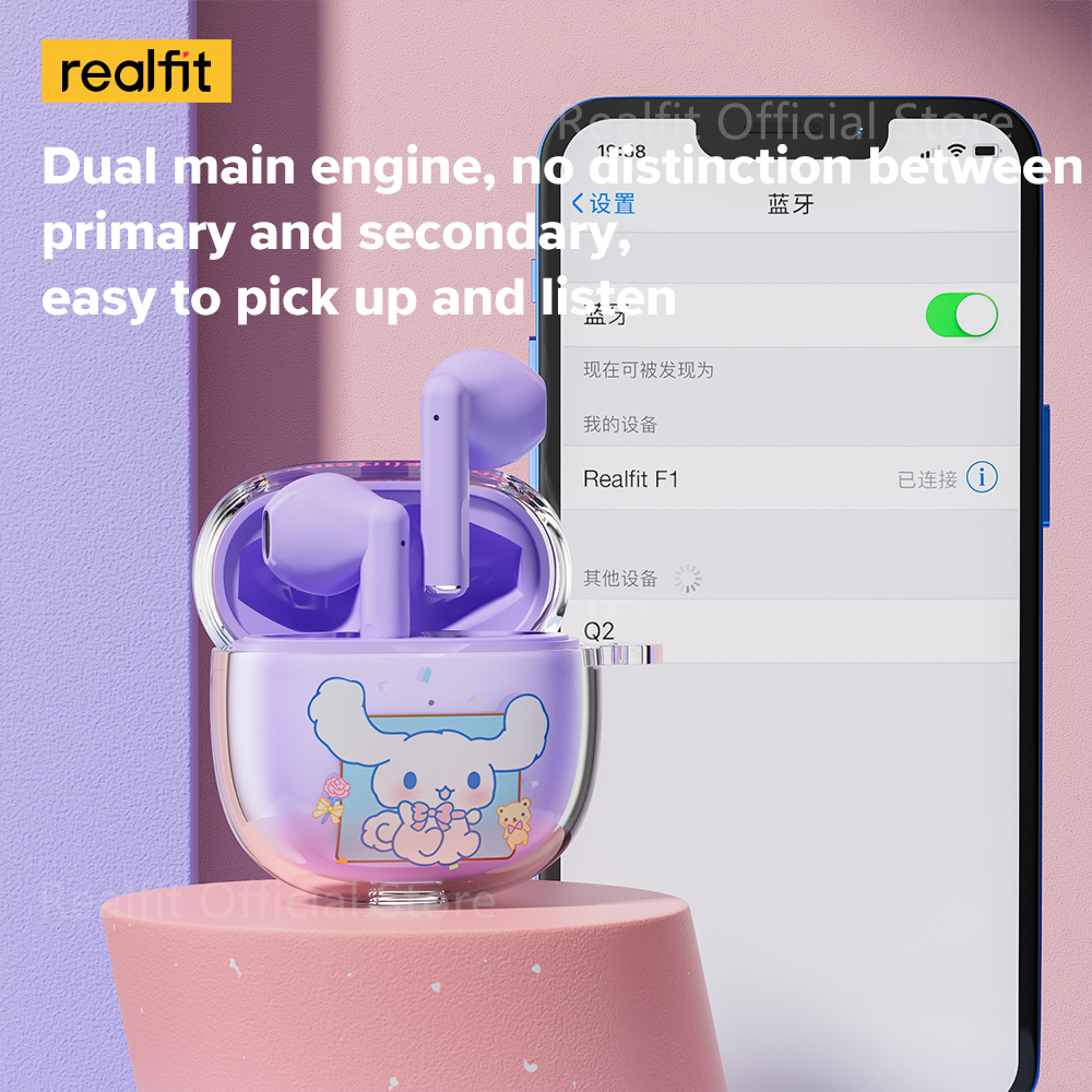 Realfit F1 หูฟังบลูทูธ ไร้สาย พร้อมไมโครโฟน ขนาดเล็ก Bluetooth 5.3