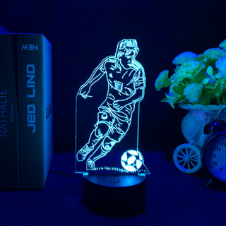 โคมไฟตั้งโต๊ะ Led ลายอนิเมะฟุตบอล Star Lionel Messi 3d สําหรับตกแต่งบ้าน