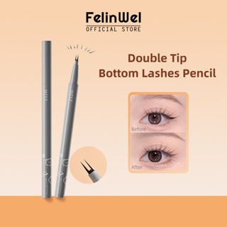 Felinwel - ดินสอเขียนขนตาล่าง แบบสองหัว, อายไลเนอร์ชนิดน้ํา กันน้ํา 0.01 มม. ปากกาอายไลเนอร์ แบบบางพิเศษ, ดินสอเขียนขนตาล่างป้องกันรอยเปื้อน