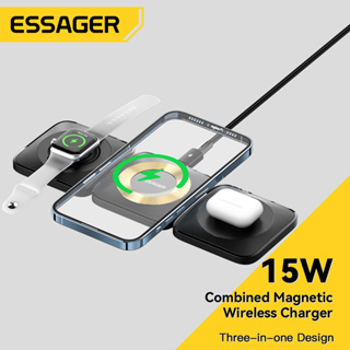 Essager 3 in 1 ที่ชาร์จแม่เหล็กไร้สาย 15W สําหรับหูฟัง iP12-14 iwatch Ap 15W 10W 7.5W