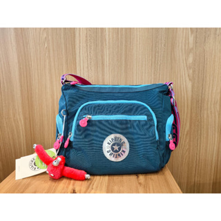 Kipling k12632 กระเป๋าสะพายไหล่ ความจุขนาดใหญ่ สีฟ้า สีเงิน