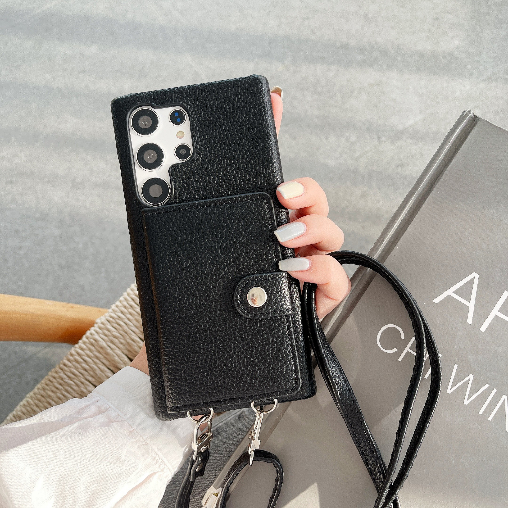 เคสโทรศัพท์มือถือหนัง-พร้อมช่องใส่บัตร-และสายคล้อง-สําหรับ-samsung-galaxy-s21-ultra-s20-ultra-s21-s20-s10-s9-s8