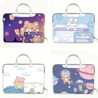 ⭐️With Power Pack⭐️PU Waterproof Computer bag cartoon Bear laptop bag 17.3 15 12 13.3inch 14 15.6 inches plus velvet Briefcase