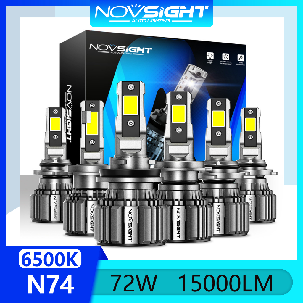 【จัดส่งในท้องถิ่น】ใหม่ล่าสุด Novsight N74 หลอดไฟหน้ารถ LED 9005 9006 ...