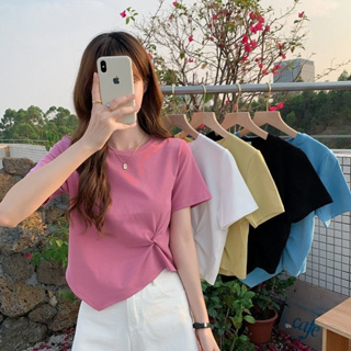 5 สีให้เลือกเสื้อยืดแขนสั้นสตรีทรงครอปเอวสูงดีไซน์ไม่ซ้ำใคร、เนื้อผ้านุ่มสบาย，เสื้อครอป