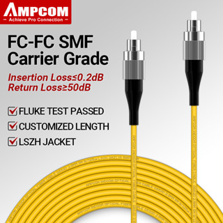 Ampcom FC เป็น FC UPC สายเคเบิลไฟเบอร์ออปติคอล โหมดเดี่ยว SMF 9 125μm 2.0 มม.