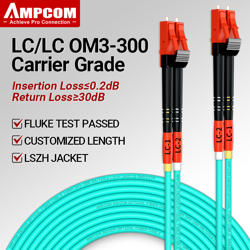 AMPCOM สายแพทช์ใยแสงแบบ OM3 LC-LC SC-SC LC-SC UPC ใยแสงหลายโหมดแบบดู ...
