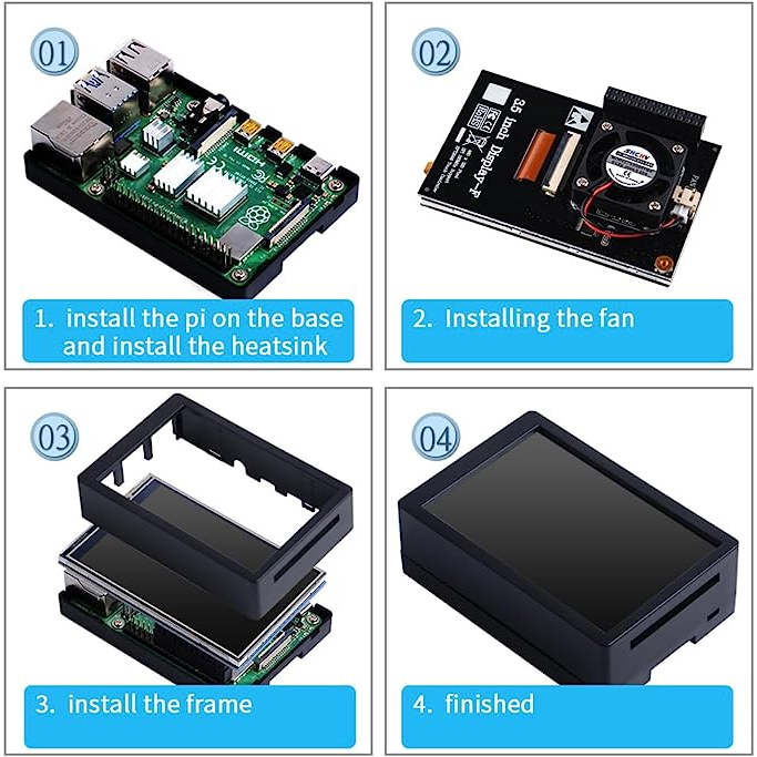 หน้าจอสัมผัส 52Pi Raspberry Pi 4 TFT 3.5 นิ้ว พร้อมเคส พัดลม Raspberry ...