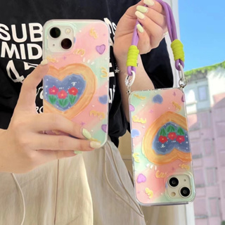 เคสโทรศัพท์มือถือแบบนิ่ม ลายภาพวาดสีน้ํามัน รูปหัวใจ สําหรับ iPhone 14 14promax 14pro 13pro 12pro 11 12promax