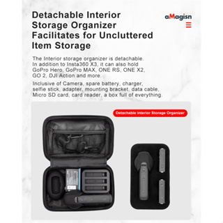 Amagsin Insta360 X 3 กระเป๋าสะพายไหล่ แบบแข็ง กันน้ํา กันกระแทก ขนาดเล็ก สําหรับกล้อง Insta360 X3