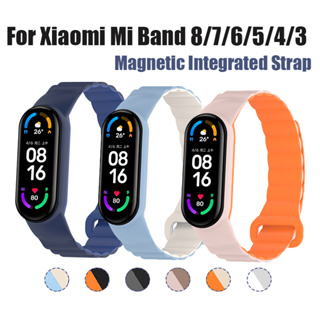 2 in 1 สายนาฬิกาข้อมือซิลิโคน แม่เหล็ก สําหรับ MI Band 8 7 6 5 4 3 Xiaomi MI Band 7 MI Band 6 5 MI Band 4 3