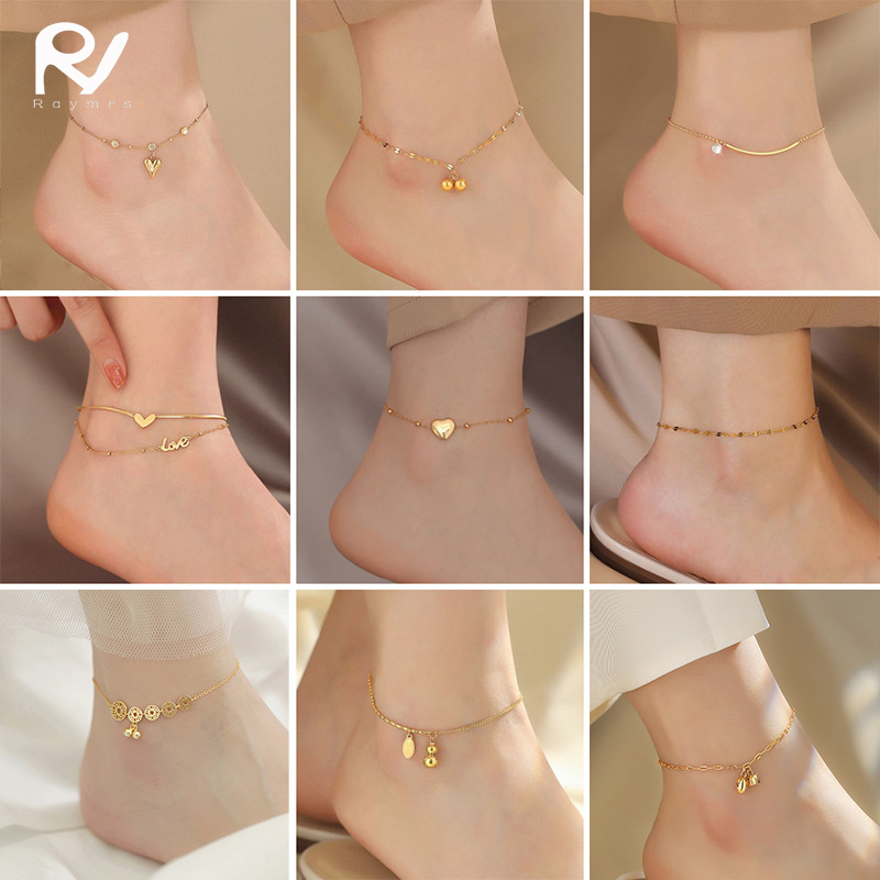 raymrs-สร้อยข้อเท้าโซ่-สเตนเลส-ทอง-18k-กันน้ํา-ไม่จางหาย-เครื่องประดับ-สําหรับผู้หญิง-ของขวัญ