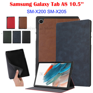 เคสหนัง PU ฝาพับ กันเหงื่อ พร้อมช่องใส่บัตร ตั้งได้ แฟชั่นเรียบง่าย สําหรับ Samsung Galaxy Tab A8 10.5 นิ้ว SM-X200 SM-X205 Galaxy TabA8 10.5 นิ้ว X200 X205