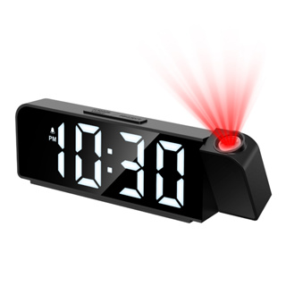 นาฬิกาปลุกดิจิทัล LED ขนาดใหญ่ 350 องศา สําหรับติดเพดาน ห้องนอน° นาฬิกาปลุก โปรเจคเตอร์ หรี่ไฟได้ ชาร์จ USB แบตเตอรี่สํารอง สําหรับนอนหลับหนัก