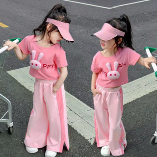 ชุดเสื้อยืด และกางเกง แฟชั่นฤดูร้อน สไตล์เกาหลี สําหรับเด็กผู้หญิง อายุ 1-6 ปี