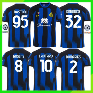 เสื้อกีฬาแขนสั้น ลายทีมชาติฟุตบอล Inter Milan 2023-2024 คุณภาพสูง ไซซ์ S-4XL