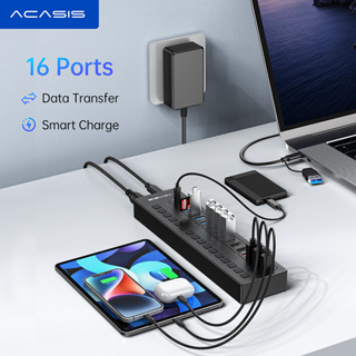 Acasis อะแดปเตอร์ฮับ USB 3.0 2.0 11 16 พอร์ต Type-C ความเร็วสูง 11 16 พอร์ต สําหรับคีย์บอร์ด เมาส์ PC20