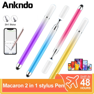 Ankndo 2 in 1 ปากกาสไตลัส สากล สําหรับแท็บเล็ต โทรศัพท์มือถือ Android อุปกรณ์เสริม วาดภาพ แท็บเล็ต ปากกาสัมผัสหน้าจอ Capacitive