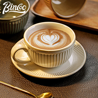 Bincoo ชุดถ้วยกาแฟเซรามิค และจานรอง สไตล์ญี่ปุ่นย้อนยุค 250 มล.