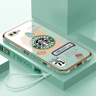เคสโทรศัพท์มือถือ ลายการ์ตูน Starbucks พร้อมสายคล้อง สําหรับ Oppo F1S Oppo F11 Oppo F11pro Oppo F9 F9 PRO Oppo k3 Oppo F7 Oppo F5