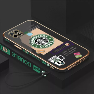 เคสโทรศัพท์มือถือ ลายการ์ตูน Starbucks พร้อมสายคล้อง สําหรับ realme V11 realme V23 realme V15 realme X7 realme V25 realme 8 5G realme 7 5G