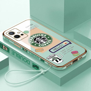เคสโทรศัพท์มือถือ ลายการ์ตูน Starbucks พร้อมสายคล้อง สําหรับ Vivo Y73 4G Vivo Y21 2021 Vivo Y33S 4G Vivo Y21S Vivo Y75 5G Vivo Y55