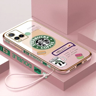 เคสโทรศัพท์มือถือ ลายการ์ตูน Starbucks พร้อมสายคล้อง สําหรับ Vivo Y35 2022 Vivo Y02s 4G 2022