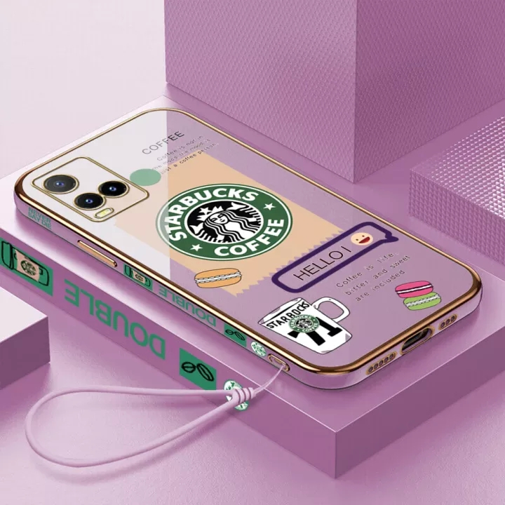 เคสโทรศัพท์มือถือ-ลายการ์ตูน-starbucks-พร้อมสายคล้อง-สําหรับ-vivo-y35-2022-vivo-y02s-4g-2022