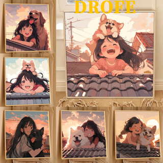 Drofe ภาพวาดระบายสีตามตัวเลข บนผ้าใบ ขนาด 20×20 ซม. diy สําหรับเด็ก