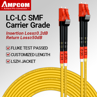 Ampcom สายเคเบิลไฟเบอร์ออปติก LC LC Duplex 9/125 LC เป็น LC UPC