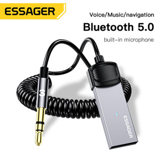 Essager อะแดปเตอร์รับสัญญาณเสียงบลูทูธ 5.0 Usb เป็น Aux สําหรับเครื่องเสียงรถยนต์