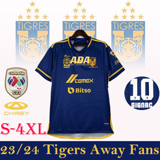 เสื้อกีฬาแขนสั้น ลายทีมชาติฟุตบอล Tigers de la UANL 23-24 ชุดเยือน สําหรับผู้ชาย S-4XL