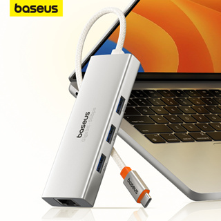 Baseus ฮับ USB พร้อมพอร์ตอีเธอร์เน็ต 1000Mbps USB C สําหรับ Macbook แล็ปท็อป
