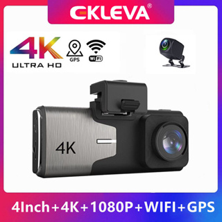 Ekleva กล้องบันทึกวิดีโอ DVR 4 นิ้ว 4K&amp;1080P ความเร็ว WIFI GPS Dashcam Dash Cam สําหรับรถยนต์